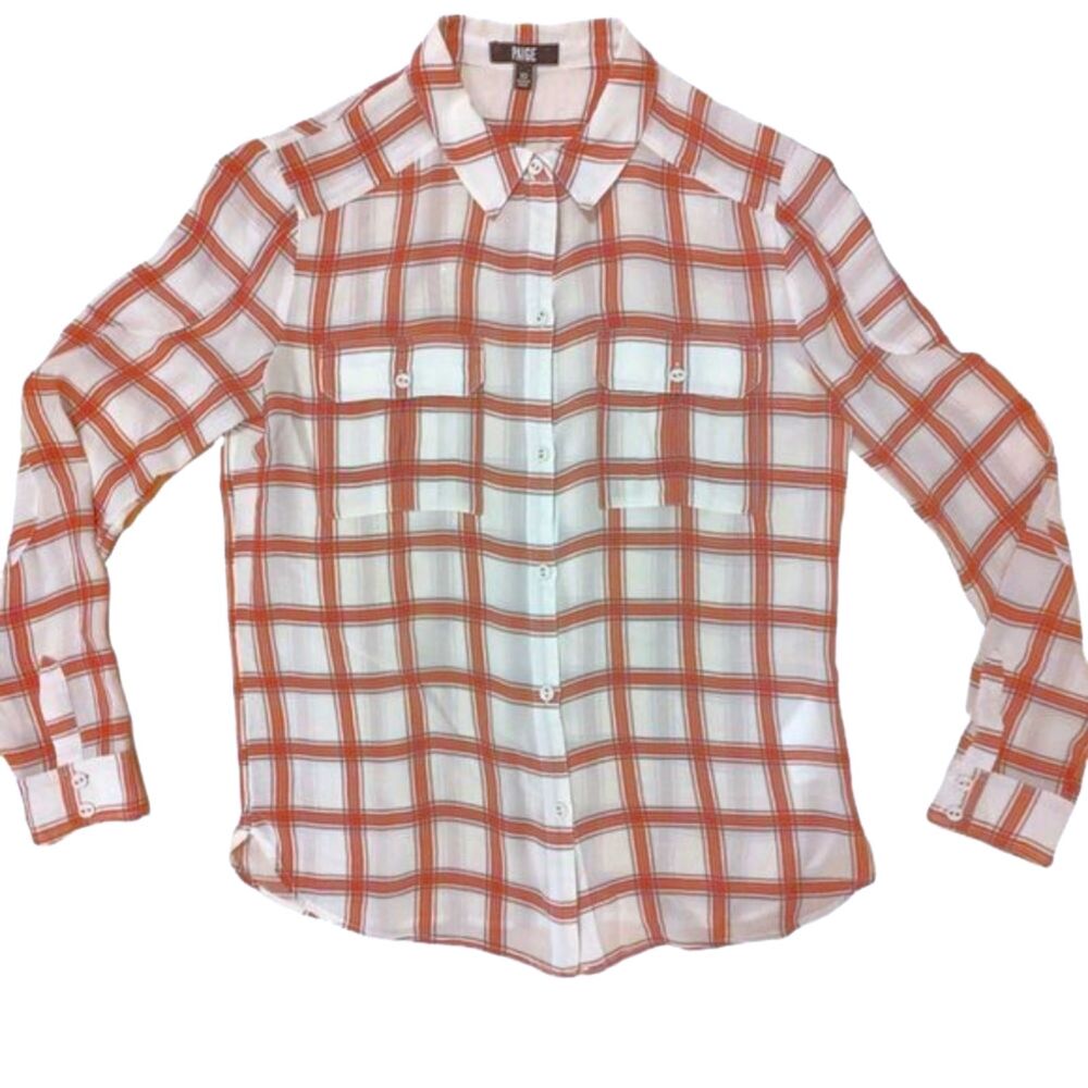 Paige plaid silk blouse XS Foster